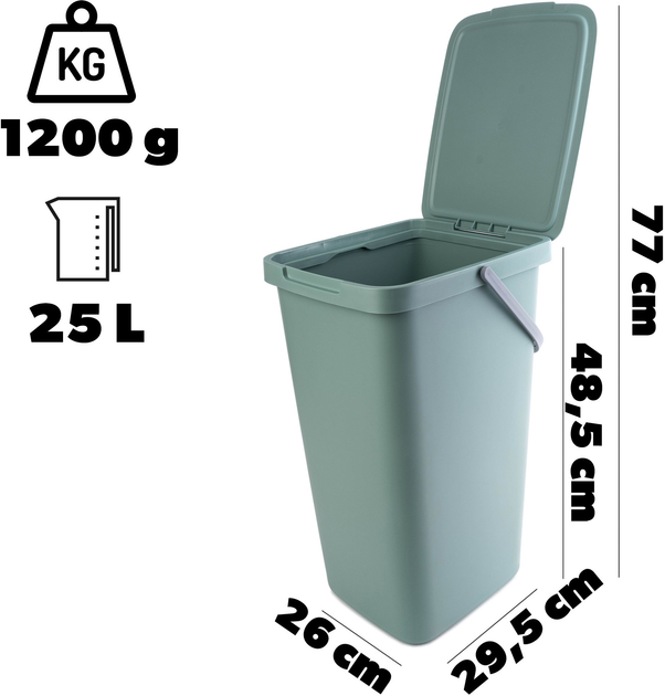 Кошик для сортування відходів Kadax з кришкою 25 л Зелений (5903699493014) - зображення 3