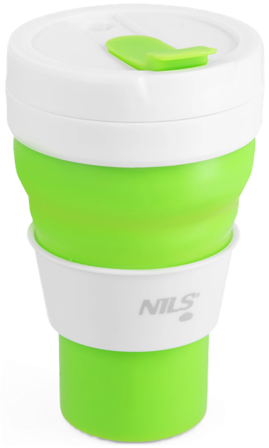 Kubek silikonowy składany Nils Camp NC4103 z pokrywką 600 ml Jasno zielony (5908261683015) - obraz 1