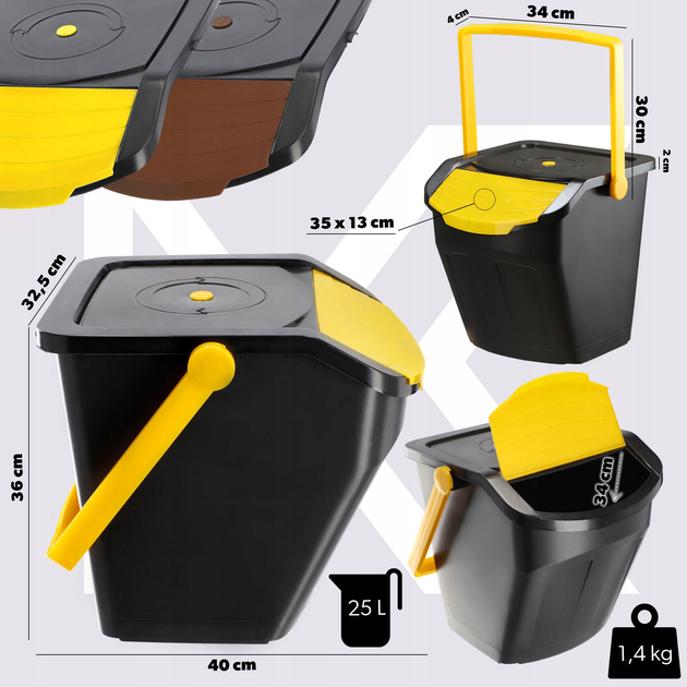 Zestaw koszy do segregacji odpadów Kadax 25 l 2 szt (5903699454213) - obraz 5