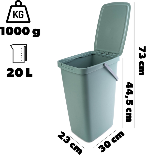 Кошик для сортування відходів Kadax з кришкою 20 л Зелений (5903699493007) - зображення 3
