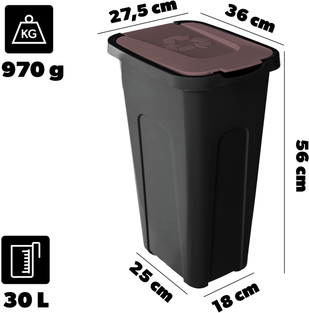 Kosz do segregacji odpadów Kadax z pokrywą 30 l (5906638305300) - obraz 5