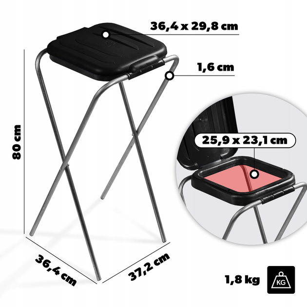 Підставка для пакетів для сортування сміття Kadax 120 л (5903699475898) - зображення 3