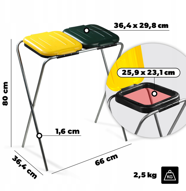 Підставка для пакетів для сортування сміття Kadax 120 л (5903699475911) - зображення 3