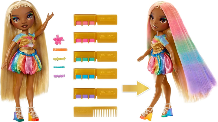 Лялька Rainbow High Hair Chalk & Style Doll Meline (Золота) (526797) (0035051526797) - зображення 5