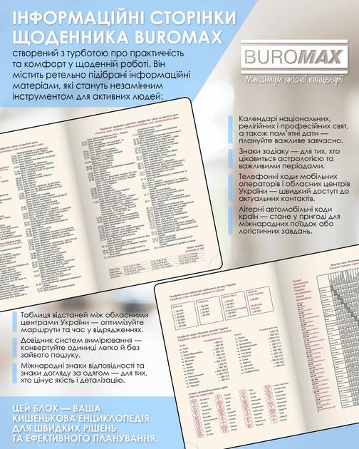 Ежедневник датированный 2026 Buromax Classic A5 из бумвинила с поролоном 336 страниц синий (BM.21121-02) - изображение 8