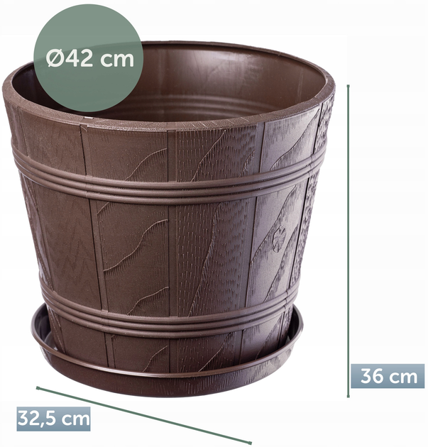 Donica ogrodowa z podstawką Kadax Brązowa 42 cm (5903699400852) - obraz 2