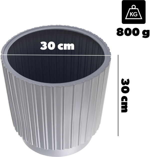 Doniczka z wkładem Kadax Szara 30 cm (5903699497395) - obraz 5