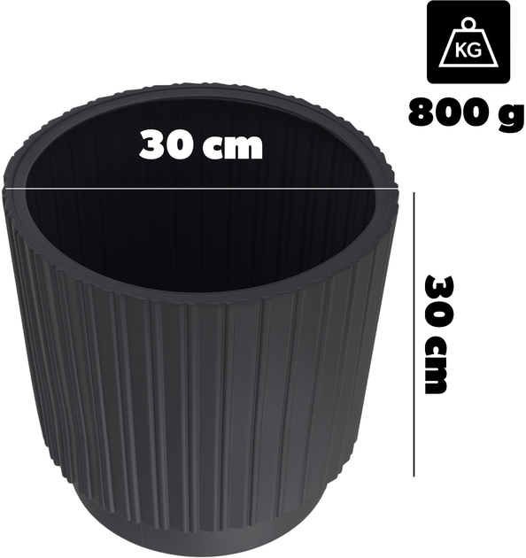 Doniczka z wkładem Kadax Antracyt 30 cm (5903699497388) - obraz 7