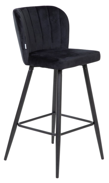 Hoker barowy Homla Hana Reducido welurowy Czarny 44 x 52 x 89 cm (5906496708503) - obraz 1