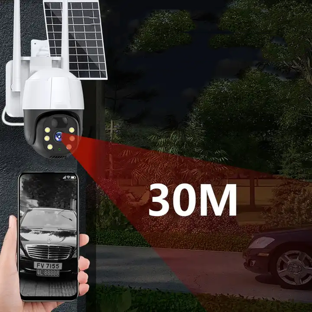 Вулична IP камера відеоспостереження із сонячною панеллю WiFi, tp8 v380 pro solar - зображення 2