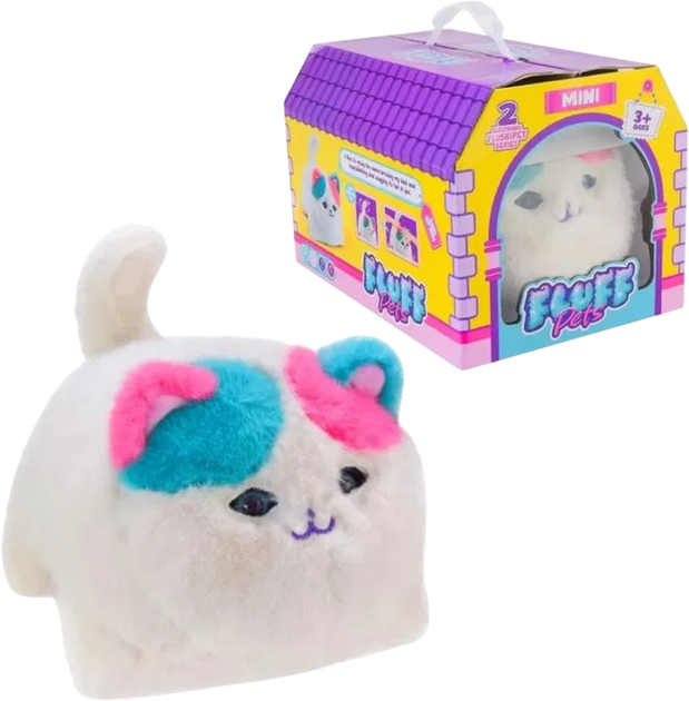 Интерактивная игрушка Shantou Yisheng пушистый котик Fluff pets Белый с розово-голубыми ушами (BL-335-1) - изображение 3