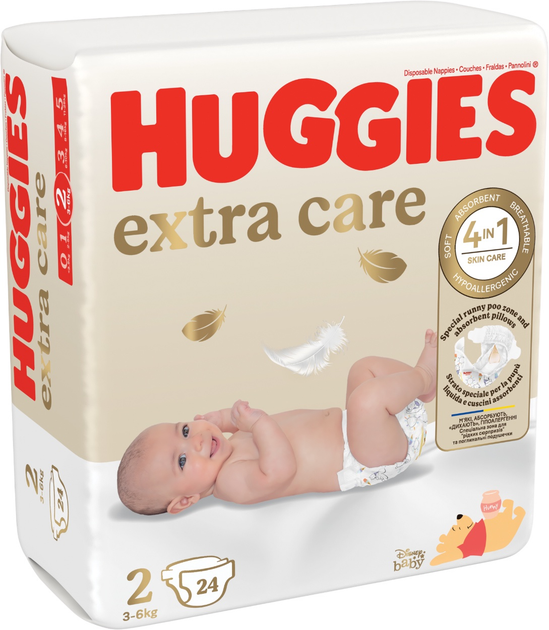 Підгузки Huggies Extra Care розмір 2 3-6 кг 6 x 24 шт (5029053550275/6) - зображення 3