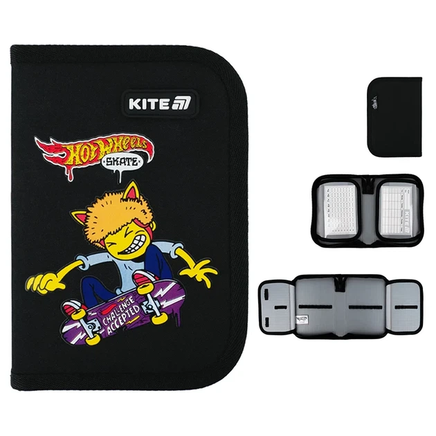 Пенал для мальчика без наполнения Kite Hot Wheels Skate HW25-622-2, 1 отделение, 2 отворота - изображение 2