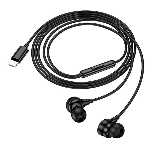 Дротові навушники HOCO M116 Benevolent universal digital earphones with microphone Lightning Black - изображение 3