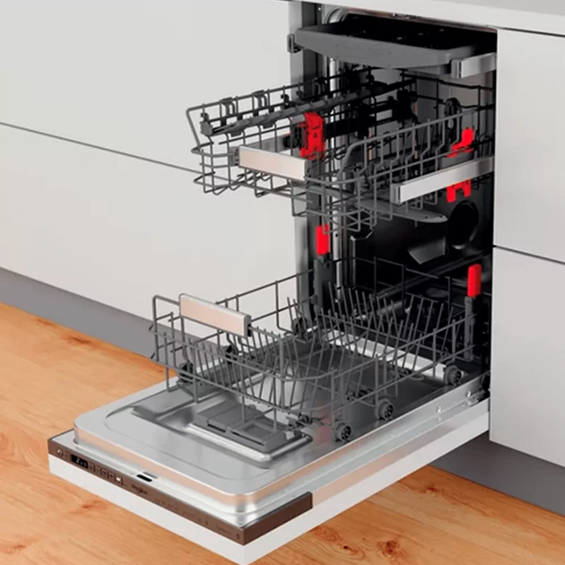Посудомоечная машина Whirlpool WSIO3O34PFEX встраиваемая, 10компл., A+++, 45см, дисплей, инвертор, 3я корзина, белый - изображение 6