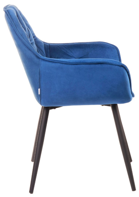 Krzesło do kuchni i salonu HOMLA 802978 FLOSSI 57 x 63 x 84 cm Welurowe Granatowe (5904183802978) - obraz 3