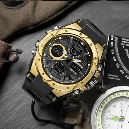 Наручний годинник Sanda 6008 Black-Gold - изображение 2