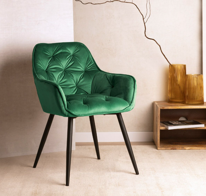 Krzesło do kuchni i salonu HOMLA 999172 FLOSSI 57 x 63 x 84 cm Welurowe Zielone (5902869999172) - obraz 8