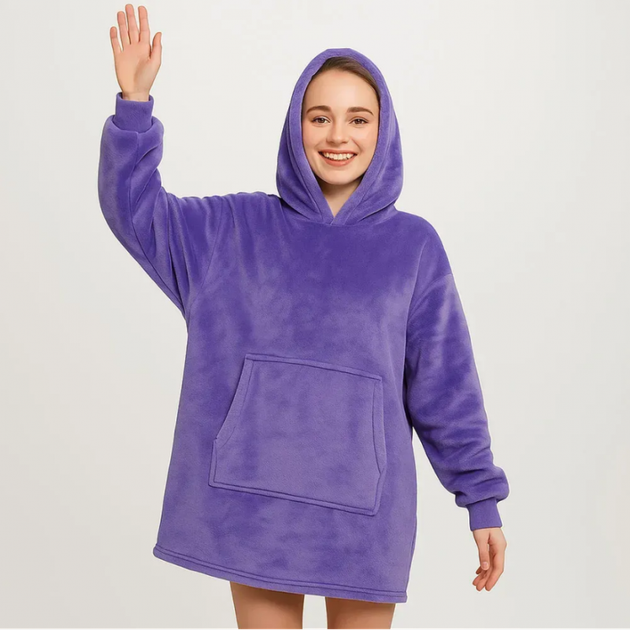 Толстовка плед із капюшоном та рукавами Huggle Hoodie Ultra Plush Blanket Плюшева кофта Плед із рукавами Oversize Фіолетовий - Фото 1 Толстовка плед із капюшоном та рукавами Huggle Hoodie Ultra Plush Blanket Плюшева кофта Плед із рукавами Oversize Фіолетовий - зображення 1