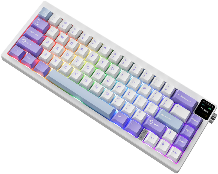 Klawiatura bezprzewodowa Ajazz AK650 Dream Weaving switch USB/Bluetooth Biały/Fioletowy (AK650-DW-PWB) - obraz 4