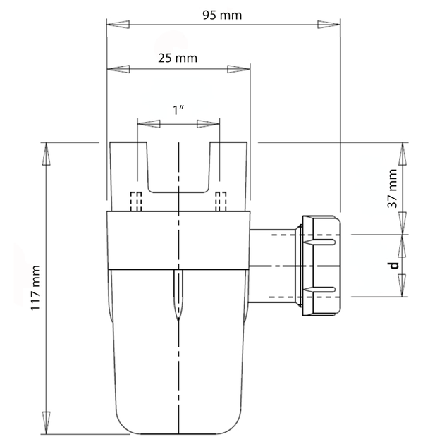 Сифон для групи безпеки Roho R2200-100 - 25x32 (універсальний) (RO0161) - зображення 2