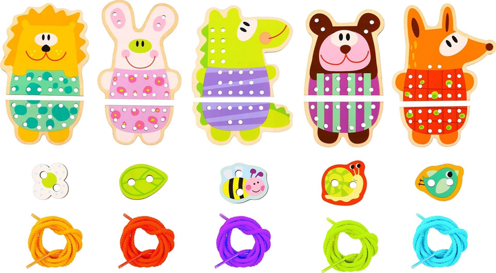 Дерев'яна шнурівка Woopie GREEN 5в1 Тваринки (5906280652753) - зображення 3