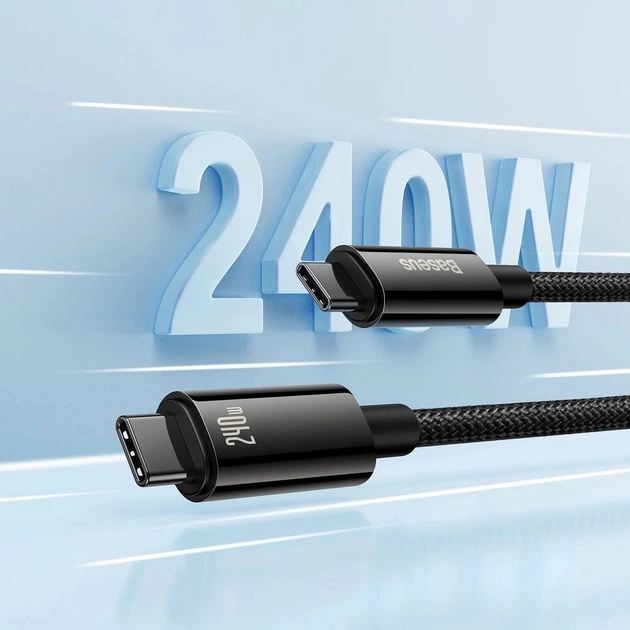 Кабель Baseus Tungsten Gold Fast Charging Type-C to Type-C 240W 2 м (CAWJ040101) - зображення 8