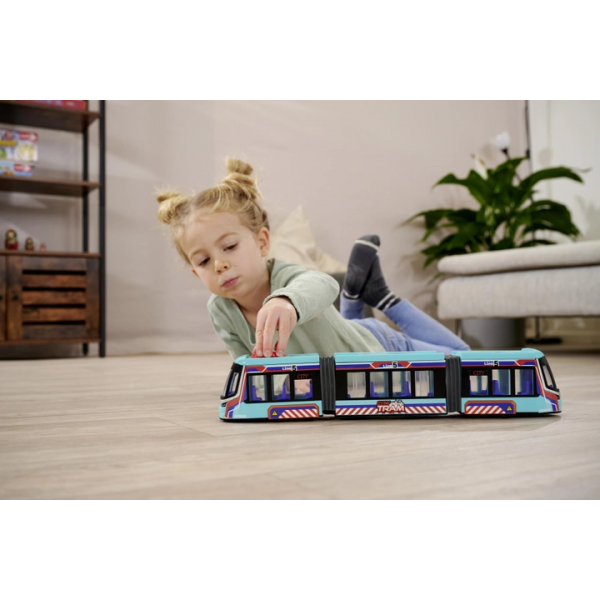 Городской трамвай Dickie Toys Сіменс Авеніо 41,5 см с раздвижными дверями и крышей (3747016) Бирюзовый - изображение 7