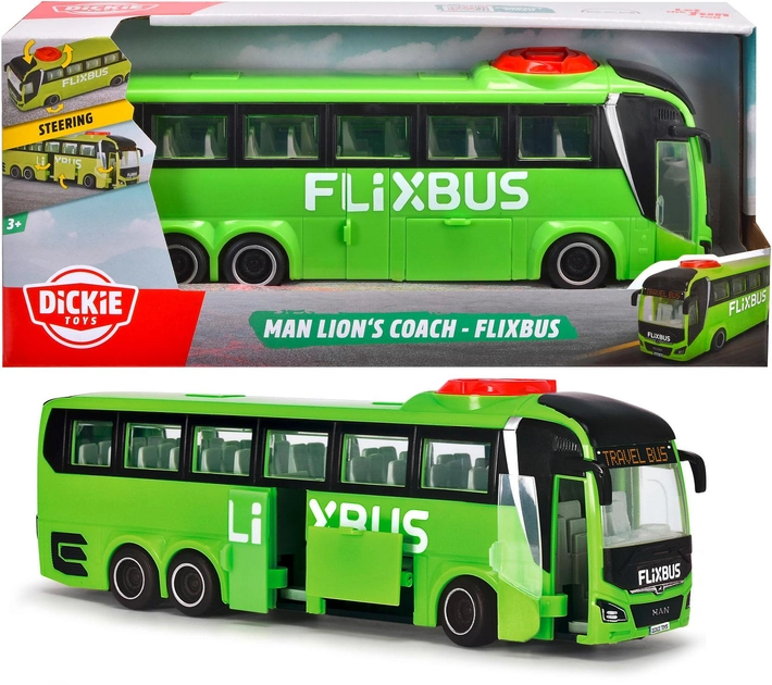 Туристический Автобус Dickie Toys Фликсбасс 26,5 см с открывающейся дверью и багажником (3744015) Салатовый - изображение 4