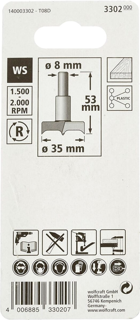 Frez do drewna Wolfcraft 35 x 53 mm (3302000) - obraz 5