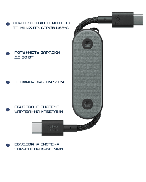Кабель Native Union Pocket Cable USB-C to USB-C Slate Green - Фото 7 Кабель Native Union Pocket Cable USB-C to USB-C Slate Green - зображення 7