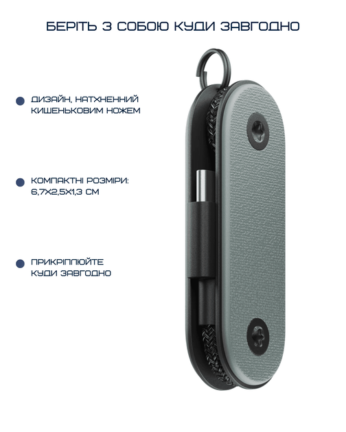 Кабель Native Union Pocket Cable USB-C to USB-C Slate Green - Фото 11 Кабель Native Union Pocket Cable USB-C to USB-C Slate Green - зображення 11