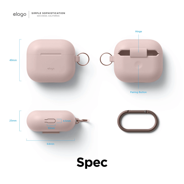 Чехол Elago Hang Silicone Case Sand Pink for Airpods 3rd Gen (EAP3HG-HANG-SPK) - изображение 5
