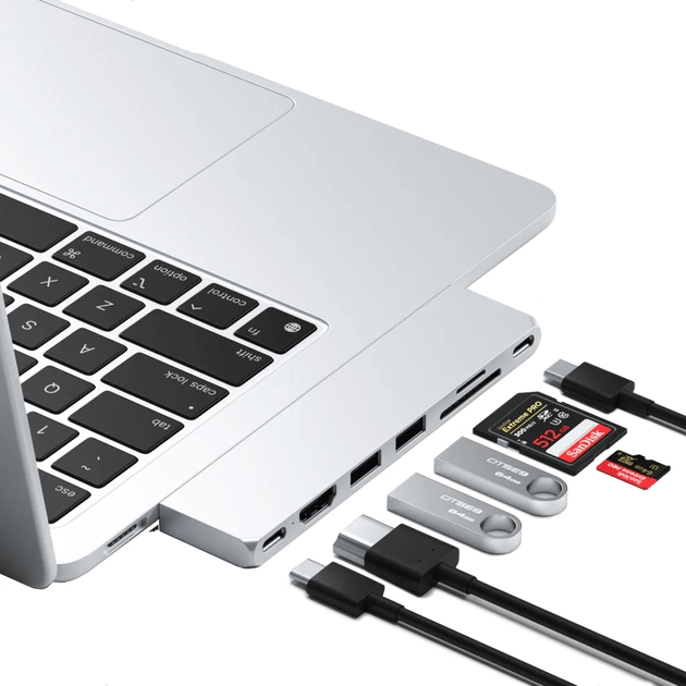 Адаптер Satechi USB-C Pro Hub Slim Silver (ST-HUCPHSS) - Фото 3 Адаптер Satechi USB-C Pro Hub Slim Silver (ST-HUCPHSS) - изображение 3