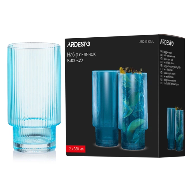 Набір склянок високих Ardesto AR2638SBL 2 шт Блакитний (00109593) - изображение 6
