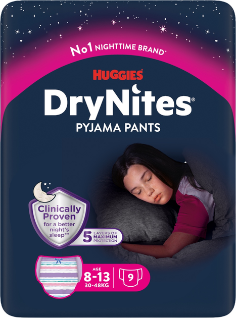 Pieluchomajtki Huggies DryNites dla dziewczynek rozmiar L 8-13 lat 30-48 kg 3 x 9 szt (5029054547007) - obraz 2