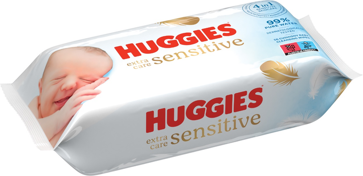 Chusteczki nawilżane dla niemowląt Huggies Extra Care Sensitive 8 x 56 szt (5029053568706/8) - obraz 3