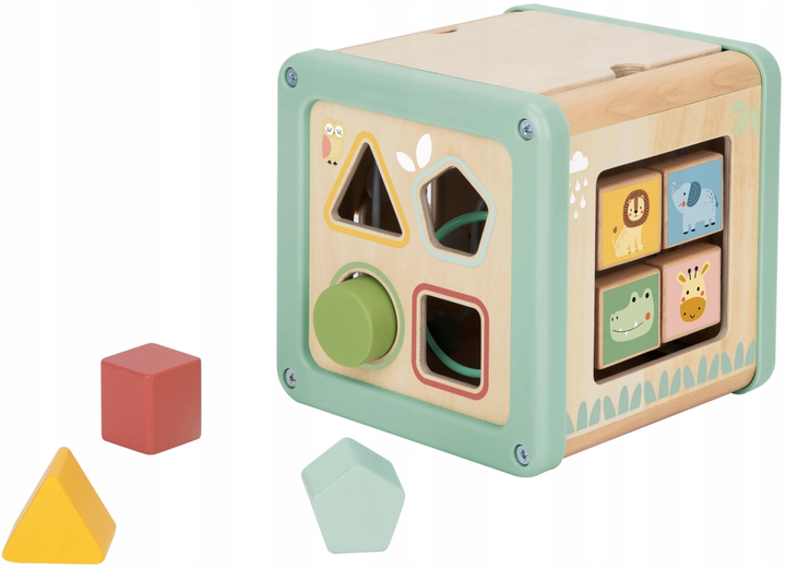 Drewniany sorter  Woopie GREEN Multifunkcyjna kostka edukacyjna (5906280652692) - obraz 3