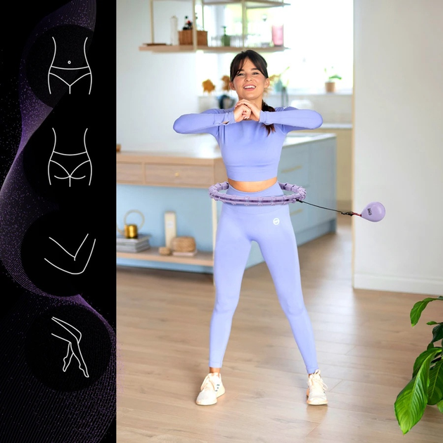 Hula-hop HMS OHA02 Violet z wypustkami i obciążnikiem One Fitness + pas BR160 (5907695552935) - obraz 15