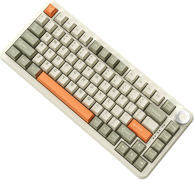 Klawiatura bezprzewodowa Ajazz AK820 Max Flying Fish switch USB/Bluetooth Szary/Beżowy (AK820MAX-FF-R) - obraz 5
