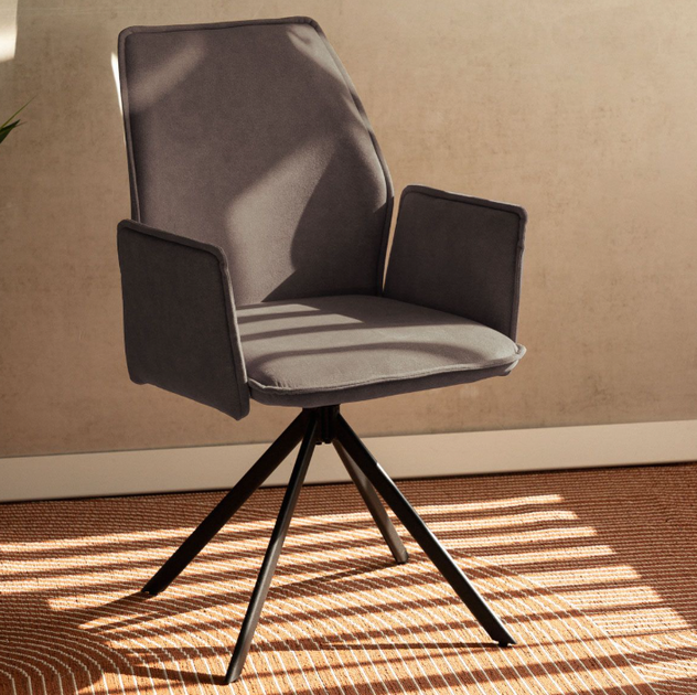 Krzesło do kuchni i salonu HOMLA  871707 LUGRO obrotowe 54 x 60 x 91 cm Szare (5904183871707) - obraz 8