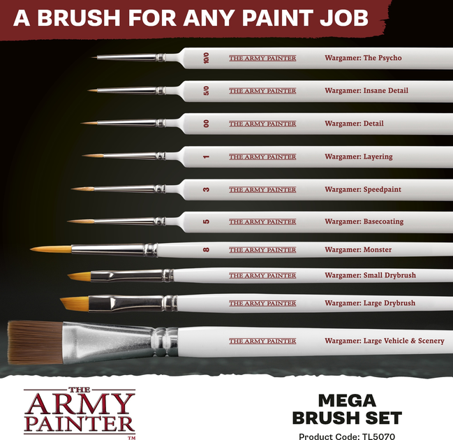 Набір пензлів The Army Painter Mega Brush Set 10 шт (5713799507005) - зображення 3