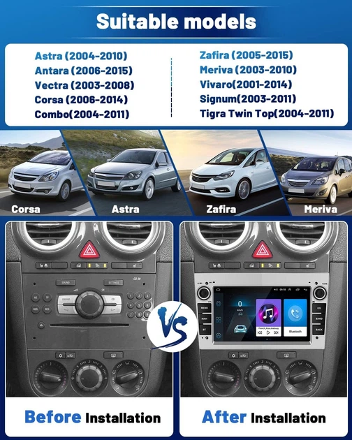 Штатна автомагнітола Hikity для Opel Corsa Astra Meriva Vivaro Combo Antara / 7" / Сенсорна / 2/32Гб / Android 13 / Apple CarPlay / Android Auto / Bluetooth / WI-FI / GPS / USB b5 - Б/В - зображення 2