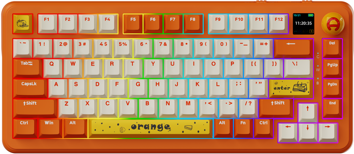 Klawiatura bezprzewodowa Ajazz AK820 Max Avocado switch USB/Bluetooth Pomarańczowy/Biały (AK820MAX-AS-OW) - obraz 1