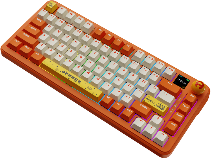 Klawiatura bezprzewodowa Ajazz AK820 Max Avocado switch USB/Bluetooth Pomarańczowy/Biały (AK820MAX-AS-OW) - obraz 4