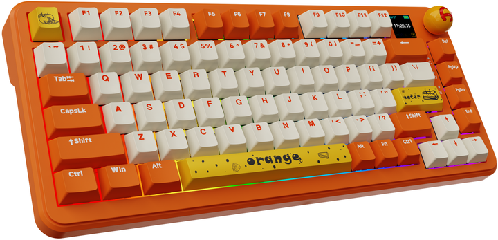 Klawiatura bezprzewodowa Ajazz AK820 Max Avocado switch USB/Bluetooth Pomarańczowy/Biały (AK820MAX-AS-OW) - obraz 6