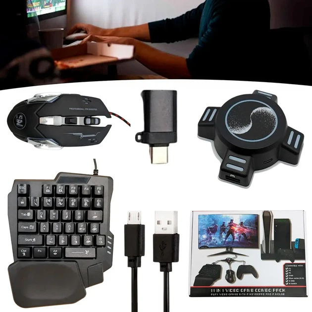 Игровой набор для телефона 11в1 (Клавиатура/Мышь/Хаб/Адаптер) PS3 / PS4 / PS5 / X360 / X-One / N-SwitcH. - изображение 2