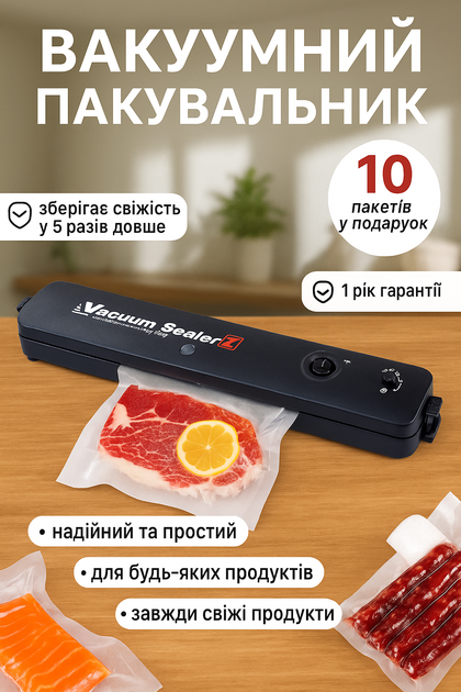 Вакуумный упаковщик для дома / Запайщик пакетов с 12 пакетами в комплекте, 5 режимов - изображение 2