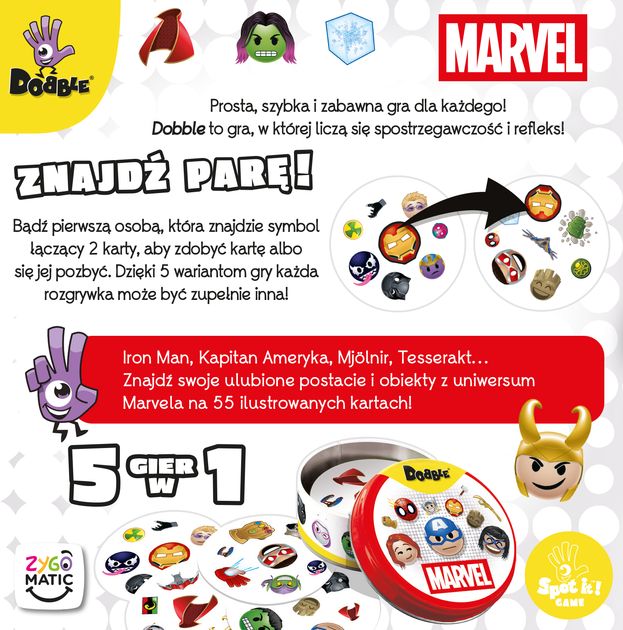Настільна гра Rebel Dobble Marvel Emoji (польське видання) (3558380134213) - зображення 8