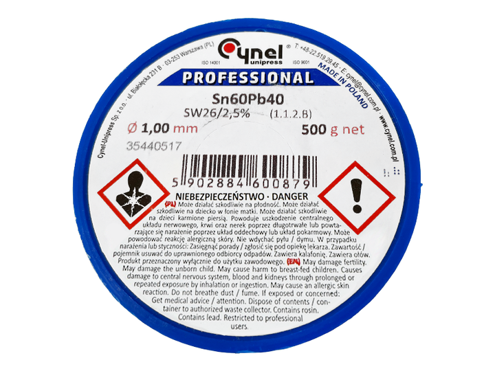 Припой оловянно-свинцовый Cynel Sn60Pb40-SW26 1 мм 500 г - изображение 3